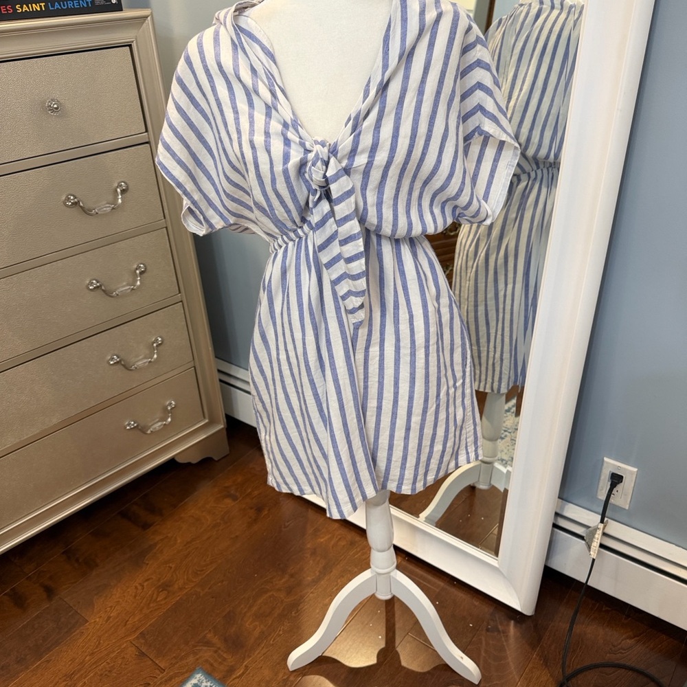 Rails Blue and White Striped Blouse